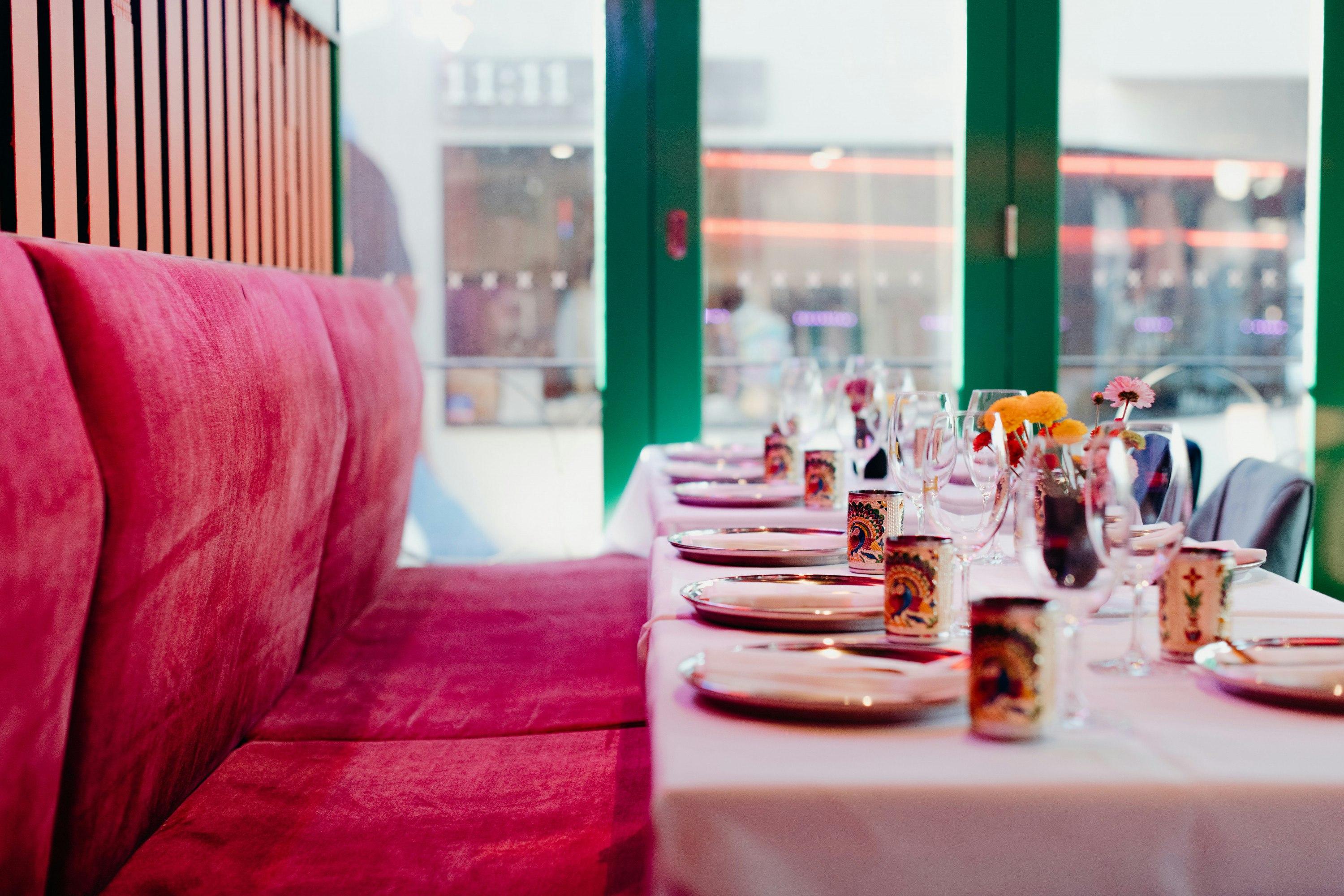 plus velvet seats and table setting